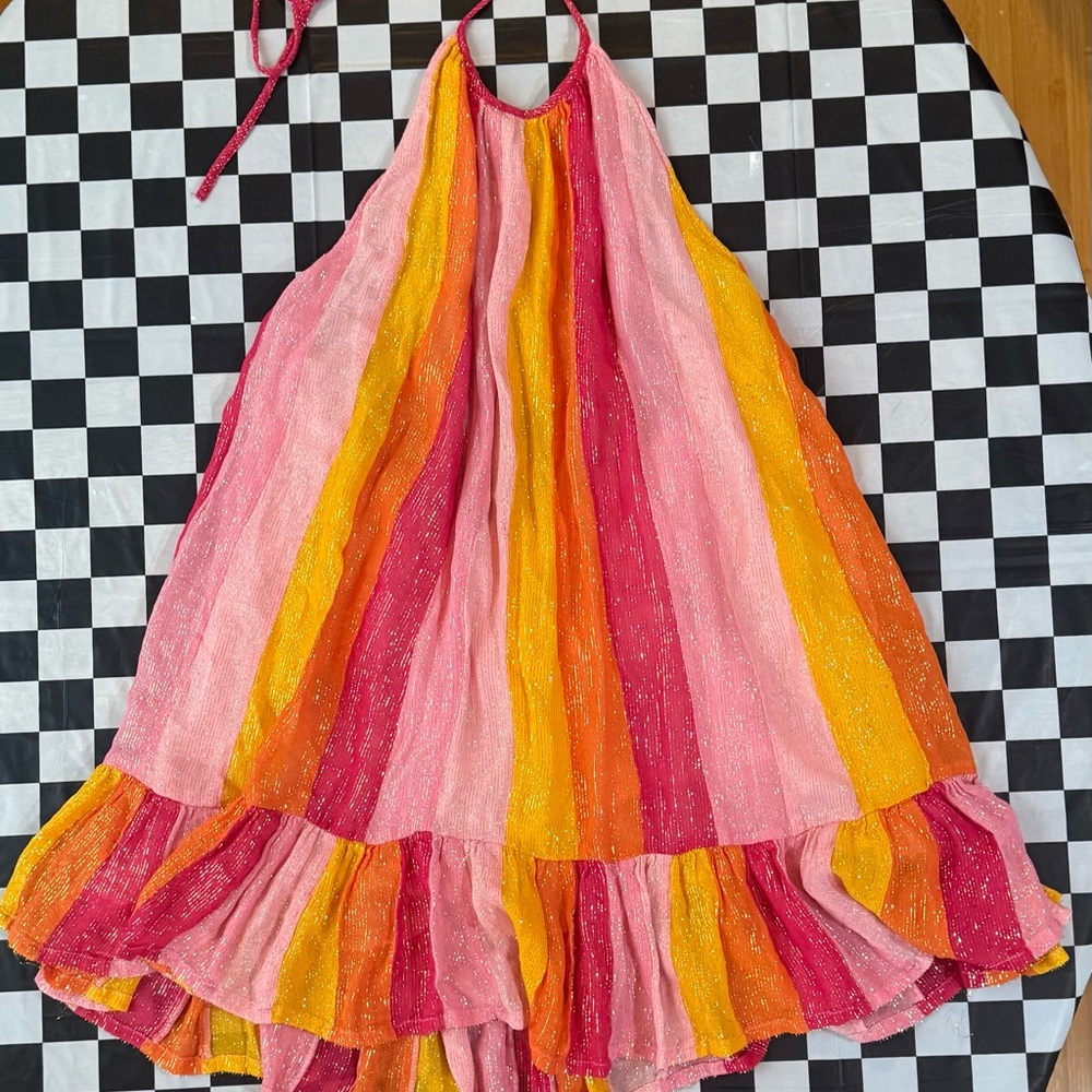 Sundress Halter Dress with Vibrant Stripes